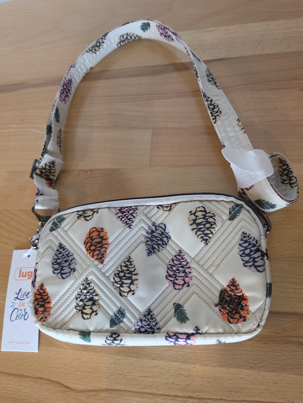 Lug Coupe XL Cozy Pines Convertible Crossbody Belt Bag NWT Cream Travel Festival